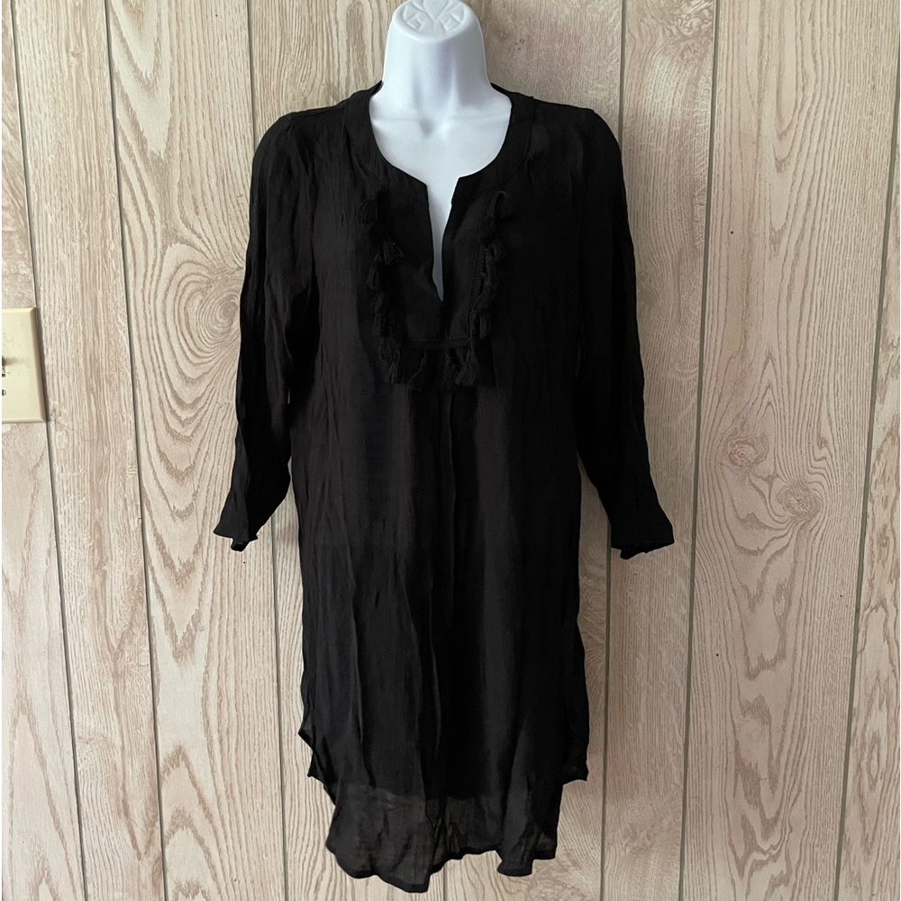 Merona Swim Suit Coverup, Women’s M, Black, Split 3/4 Sleeve